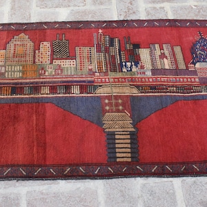 2&#39;9 x 4&#39;7 Feet, Stunning handmade vintage afghan baluch pictorial area rug, 100% wool rug, natural dyes rug, wall hanging rug, small rug
