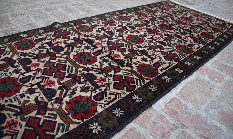 Shindand Rug 3'1 X 9'10 Feet, Beautiful Vintage Afghan Tribal Best Baluchi Shindand ...