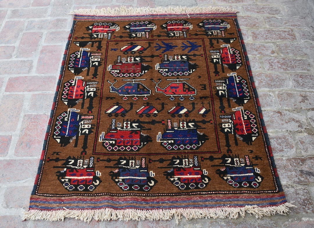Shindand Rug 3'3 X 4'5 Feet, Stunning Handmade Vintage Afghan Tribal Shindand War ...