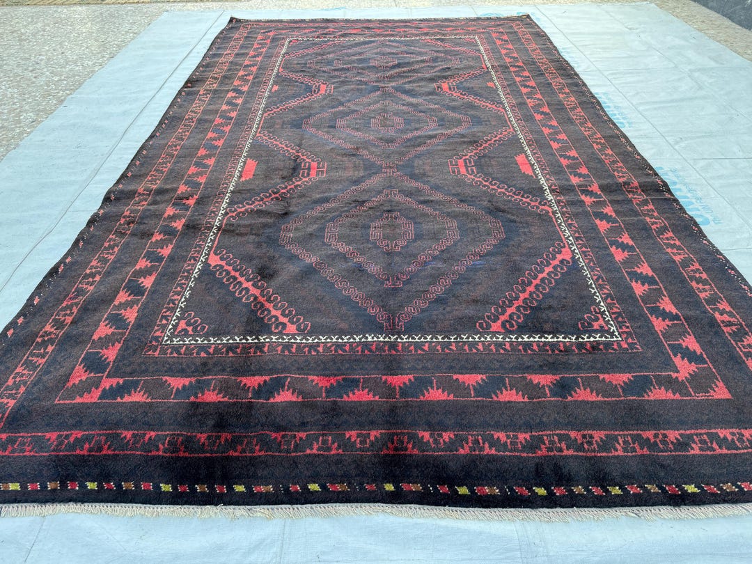 7x12 Rug 1940s Antique Rug 7x12 Ft Afghan Baluchi Large Area Rug/ Handmade ...