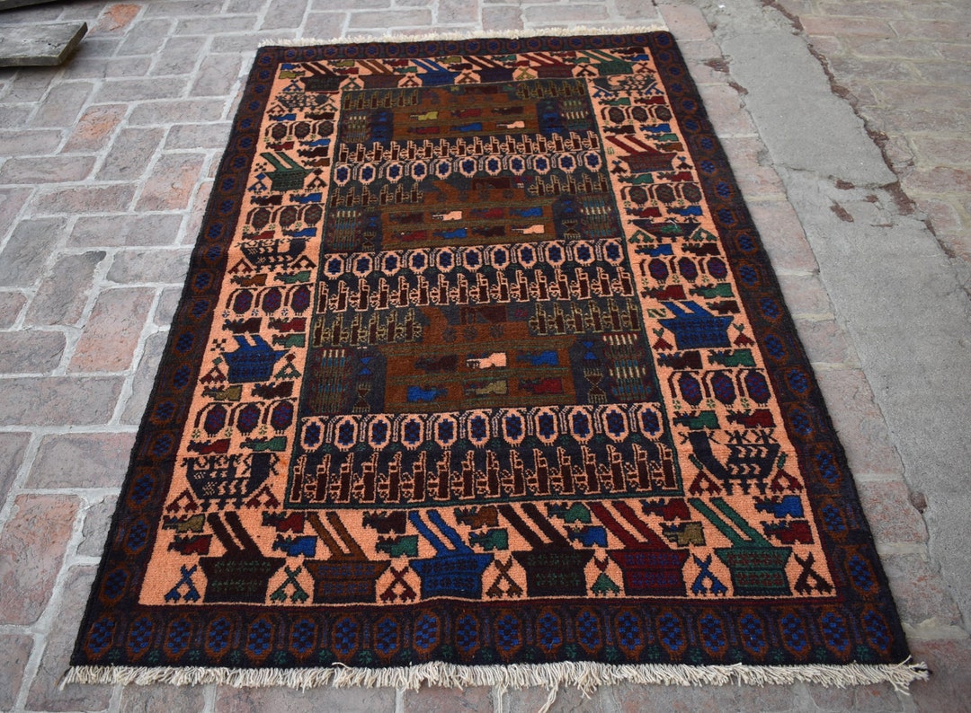 Shindand Rug 4 X 6'5 Feet, Beautiful Vintage Afghan Tribal Best Shindand War Wool ...