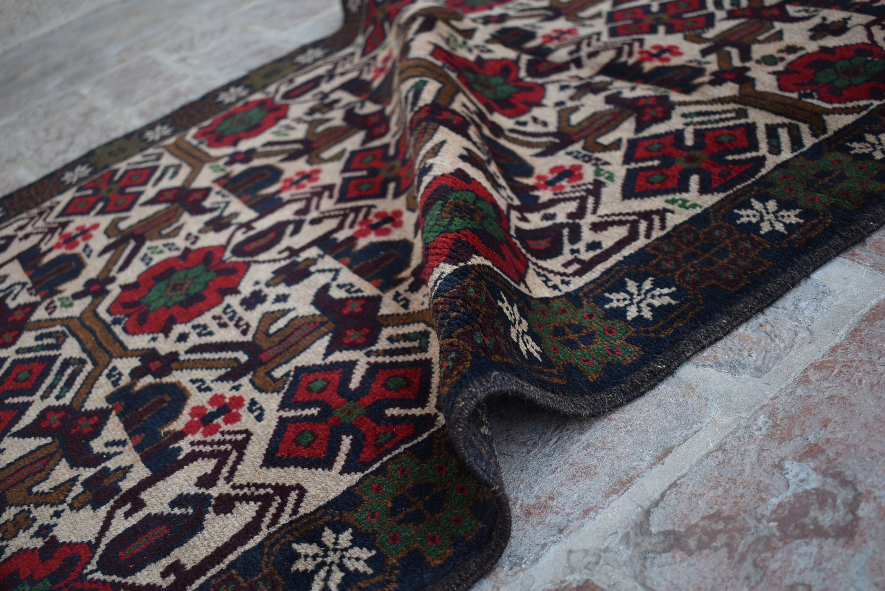 Shindand Rug 3'1 X 9'10 Feet, Beautiful Vintage Afghan Tribal Best Baluchi Shindand ...