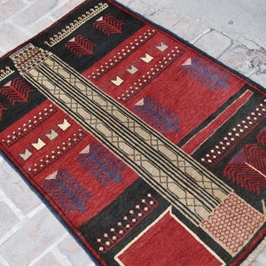 2&#39;10 x 4&#39;3 Feet, Gorgeous handmade vintage afghan baluch pictorial area rug, home decor rug, kitchen rug, 100% wool rug, small vintage rug