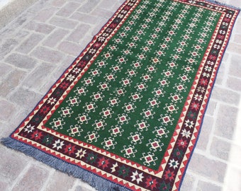 3'2 x 6'6 Feet, Gorgeous handmade vintage afghan qalaino area kilim rug, home decor rug, 100% wool rug, kitchen rug, hallway rug, wool kilim