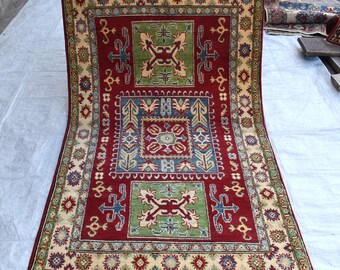 4'3 x 6'1 アンティークラグ/ 1940年代 幾何学模様のバルーチ族ラグ