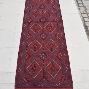 2&#39;5 x 11&#39;3 Feet, Stunning handmade vintage afghan tribal mushvani long runner rug, hallway rug, 100% wool runner, vintage runner, runners