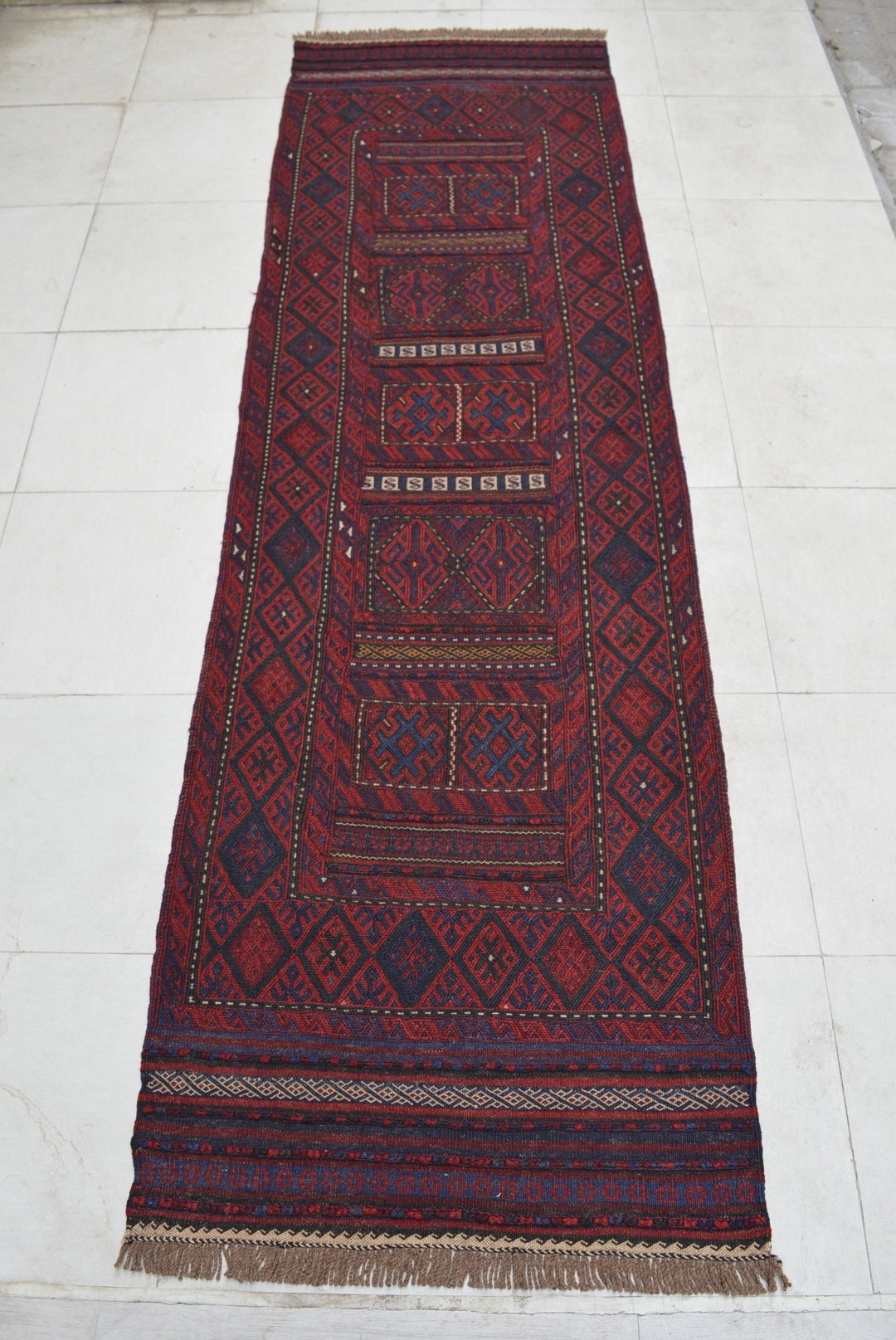 2'6 X 8'7 Feet, Gorgeous Vintage Afghan Tribal Adraskan Wool Kilim ...