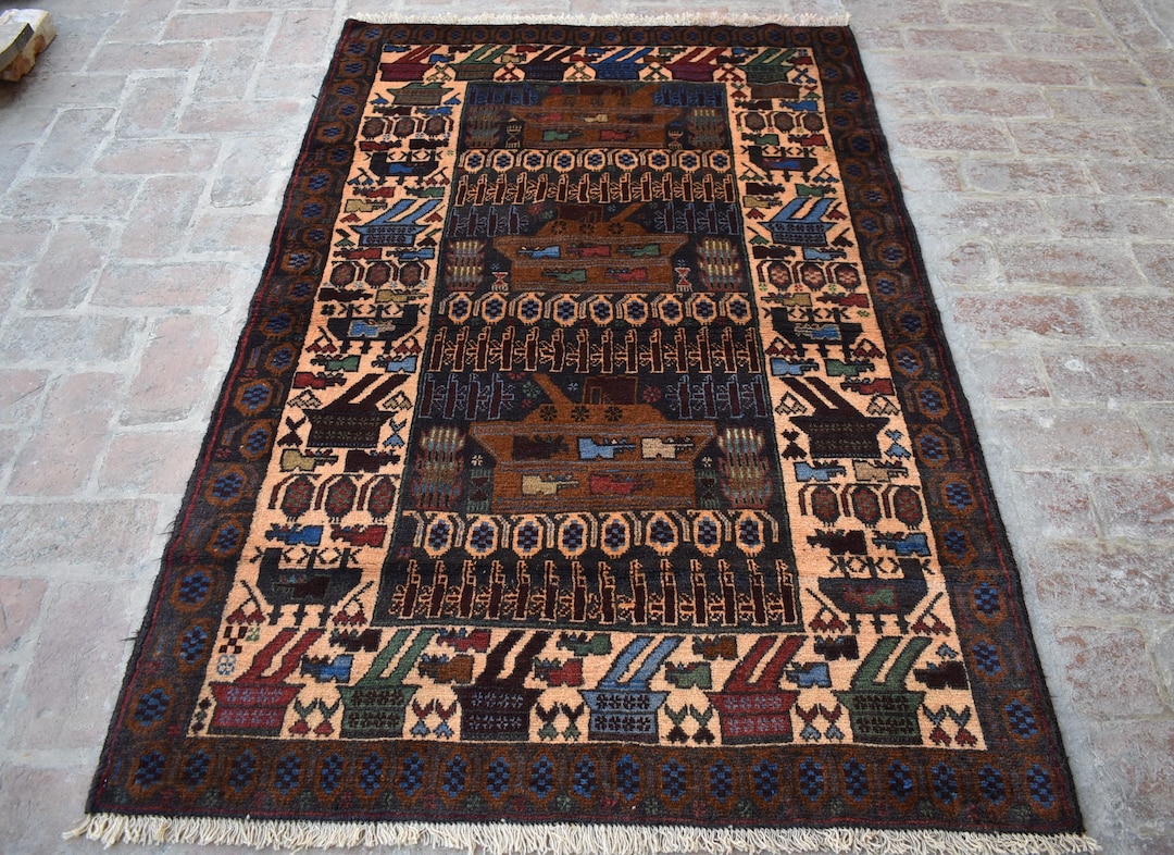 Shindand Rug 3'11 X 6'2 Feet, Stunning Vintage Afghan Tribal Best Shindand War Wool ...