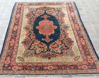 4'5 x 6'7 Feet, Fine quality stunning vintage afghan tribal herati adraskan wool area rug >>> LOWEST PRICE