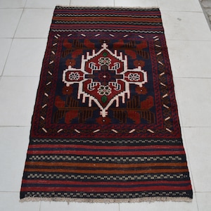 3&#39;1 x 5&#39;6 Feet, Gorgeous vintage afghan tribal baluchi wool area rug, small rug, 3x5 area rug, small rug 3x5, wool rug, vintage rug, rugs