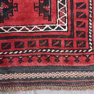 3'1 x 4 Feet, Beautiful handmade vintage afghan baluch area rug, 100% wool rug, home decor rug, kitchen rug, small vintage rug, small rug image 9