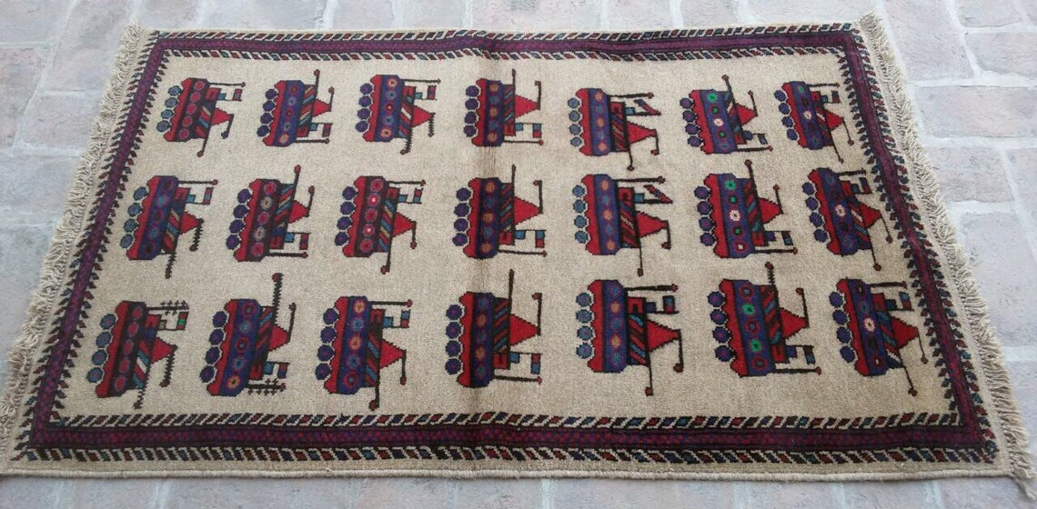 Shindand Rug 2'11 X 4'8 Feet, Gorgeous Vintage Afghan Shindand Tribal Wool War Rug ...