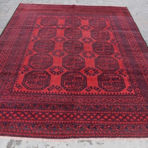 6&#39;8 x 9 Feet, Beautiful hand knotted vintage afghan turkmen filpai area rug, 6x9 area rug, hand knotted rug, 100% wool rug, traditional rug