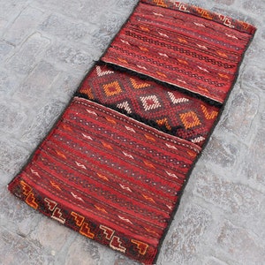 1&#39;10 x 3&#39;10 Feet, Stunning handmade vintage afghan khorjin saddle bag, home decor rug, small saddle bag, wall hanging rug, tribal saddle bag