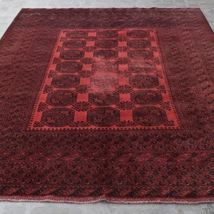 6&#39;7 x 9&#39;2 Feet, Gorgeous hand knotted vintage afghan turkmen filpai rug, 6x9 area rug, 100% wool rug, hand knotted rug, traditional rug