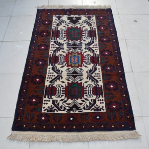 2&#39;10 x 4&#39;10 Feet, Stunning vintage afghan tribal baluchi wool area rug, small area rug, hand knotted rug, home decor rug, kitchen rug, rugs