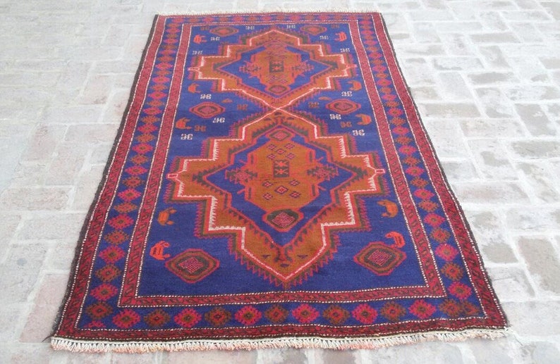 4 2 X 7 1 Feet Stunning Vintage Afghan Tribal Baluchi Image 0