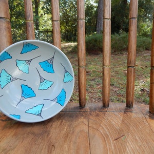 Fan flowers hand painted wooden bowl