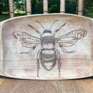 Bumble Bee pyrography wooden tray