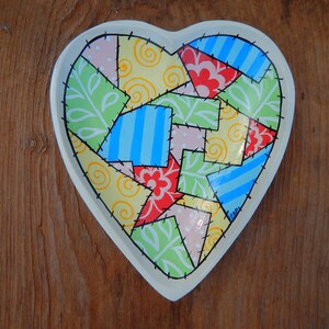Heart Shaped hand painted wooden tray