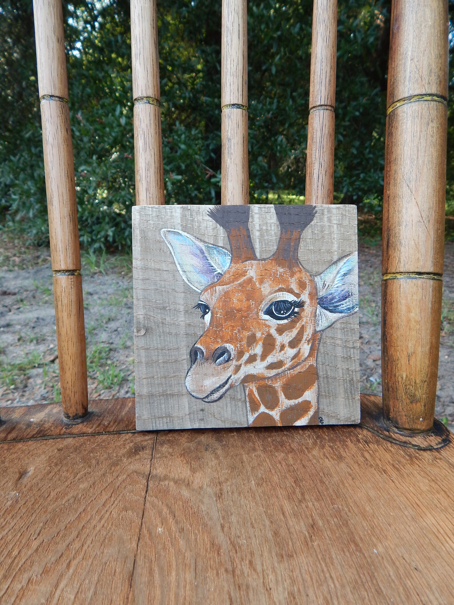 Giraffe Painting on Reclaimed Cedar Wood / Giraffe Art Etsy