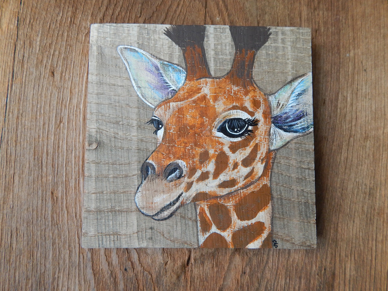 Giraffe Painting on Reclaimed Cedar Wood / Giraffe Art Etsy