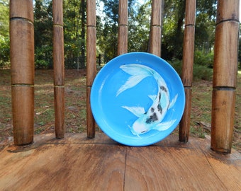 Koi hand painted wooden bowl