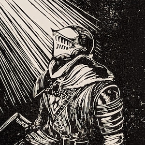 Oscar von Astora A4 Linoldruck / Dark Souls