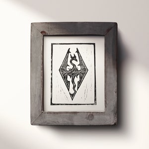 Akatosh Skyrim Linoprint A4 | Elder Scrolls | Fanart print