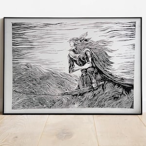 Malenia the Blade of Miquella | Elden Ring | A3 Linoprint Art