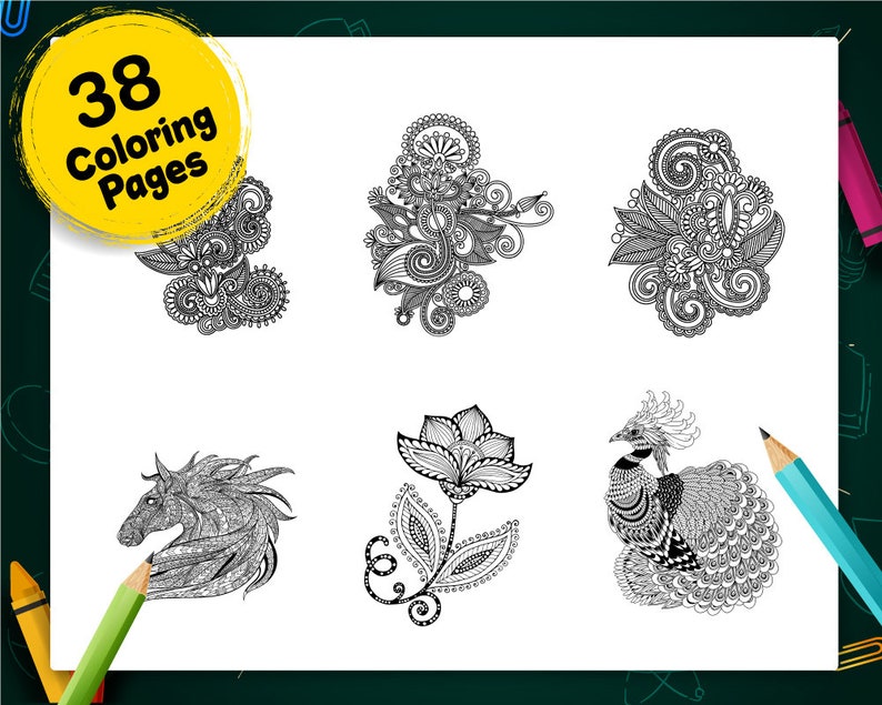 38 Different Design Coloring Books Printable Coloring Pages Etsy