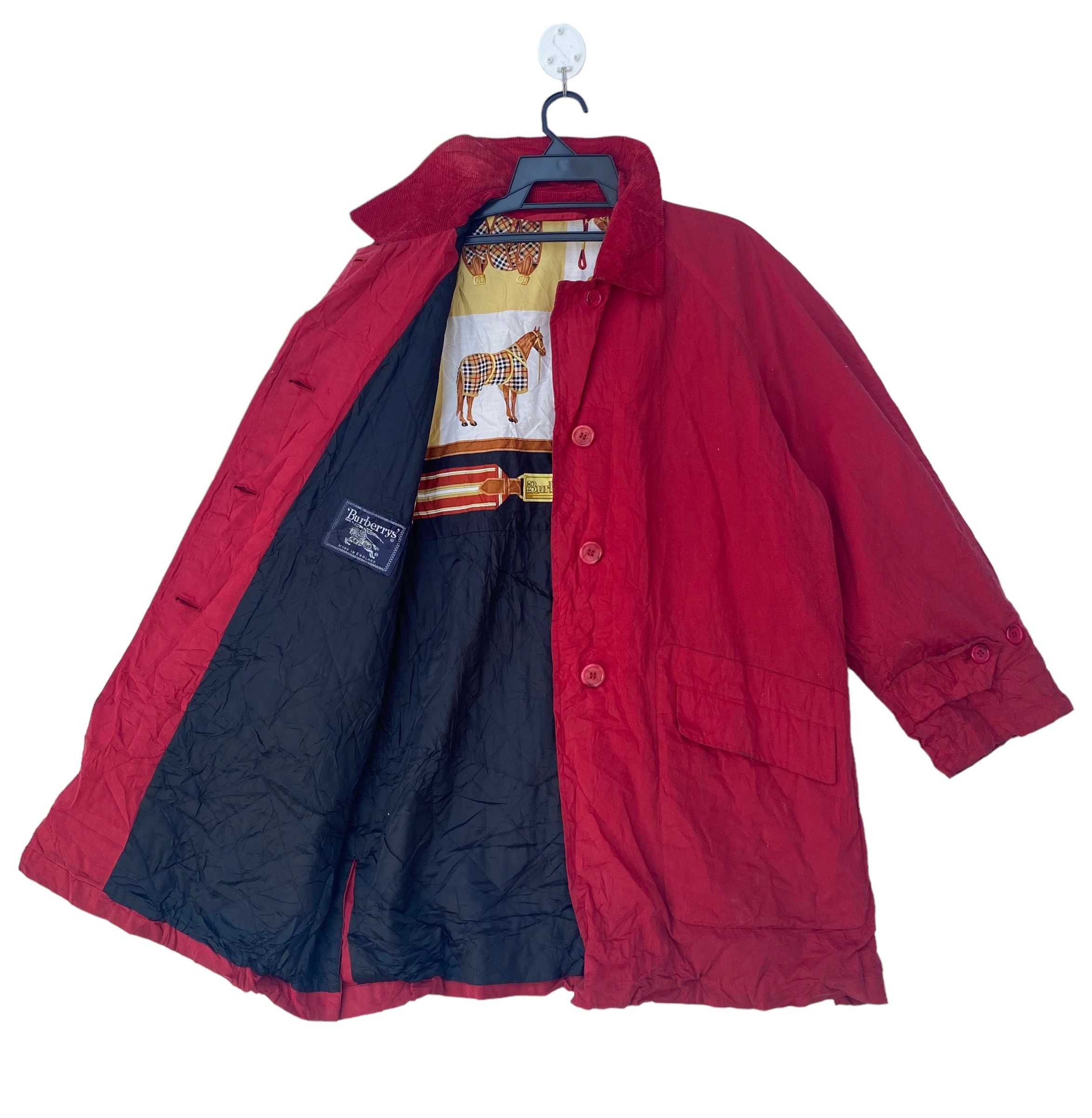 Vtg 90s BURBERRYS Casual Fashion Design Red Coat Jacket - Etsy