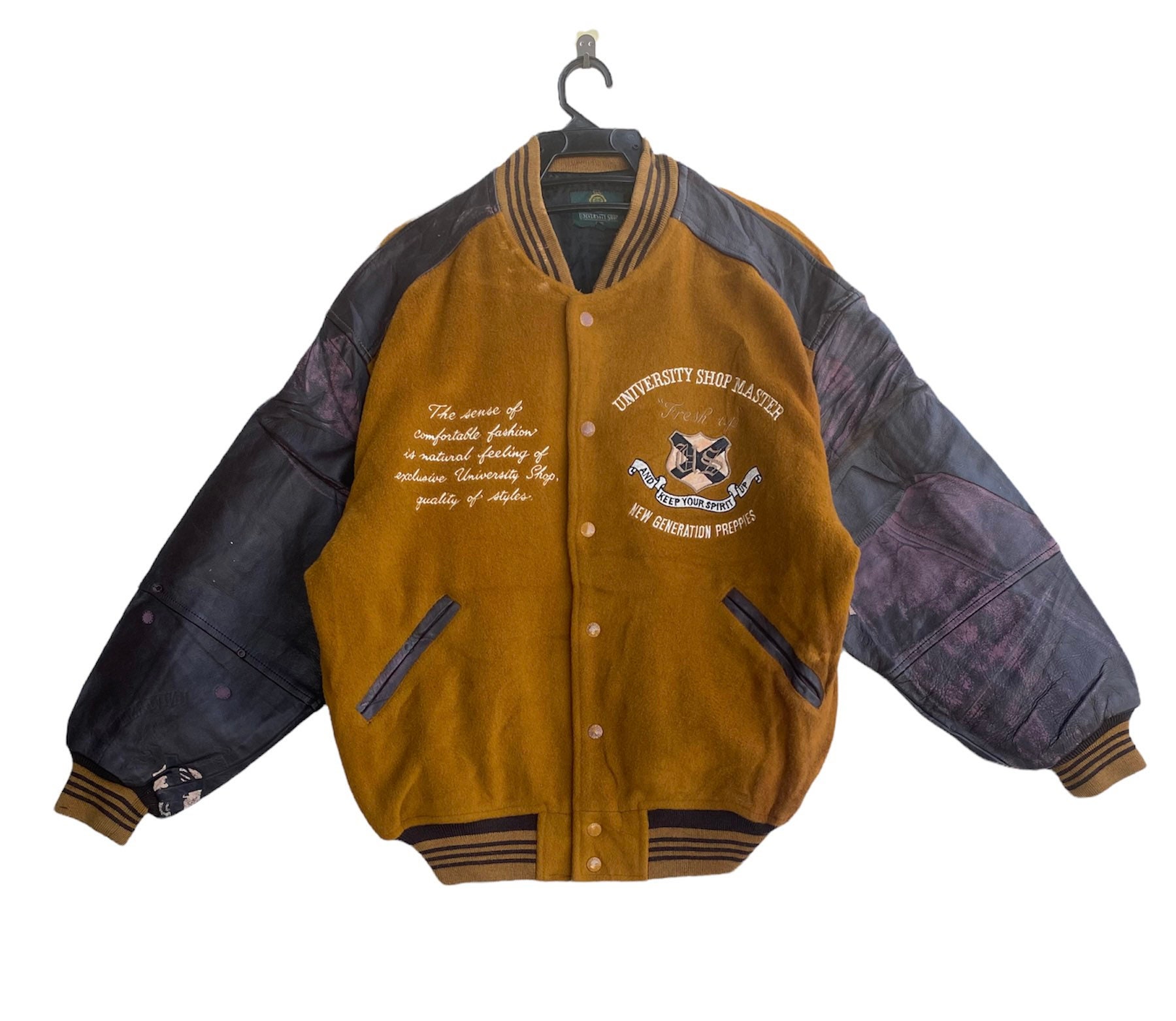 Vtgrare Post Boy Varsity Leather Jacket/embroidery Spellout 