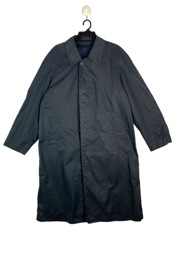Vtg 90s rare BURBERRYS navy blue long coat jacket - image 3
