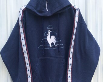 Vtg Rare 90s Le Coq Sportif Stripe Logo Hoodies Sweatshirt