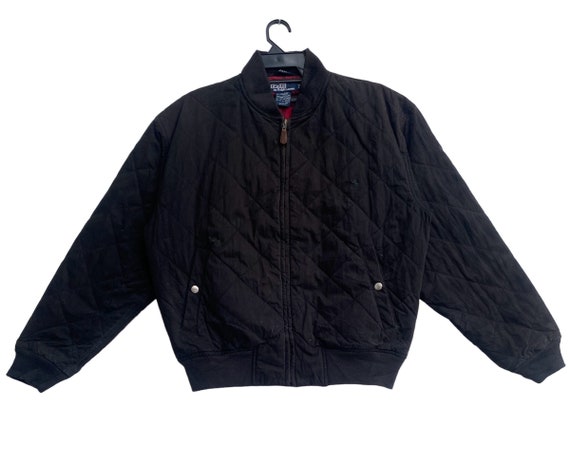Vtg 90s Polo Ralph Lauren Small Pony Bomber Jacket Diamond Quilted 