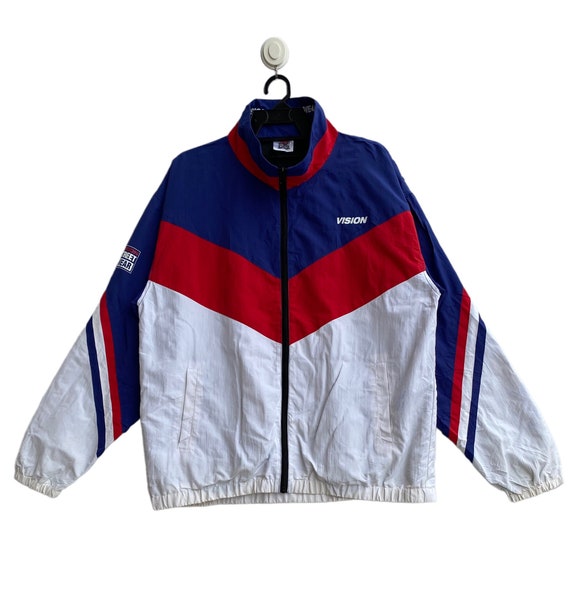 Rare Vision Street Wear spell out colorblock jacket z… Gem