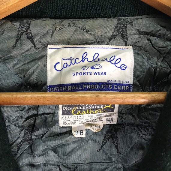 Vtg Rare 80s Catch Ball Varsity Wool Mix Leather College Baseball 