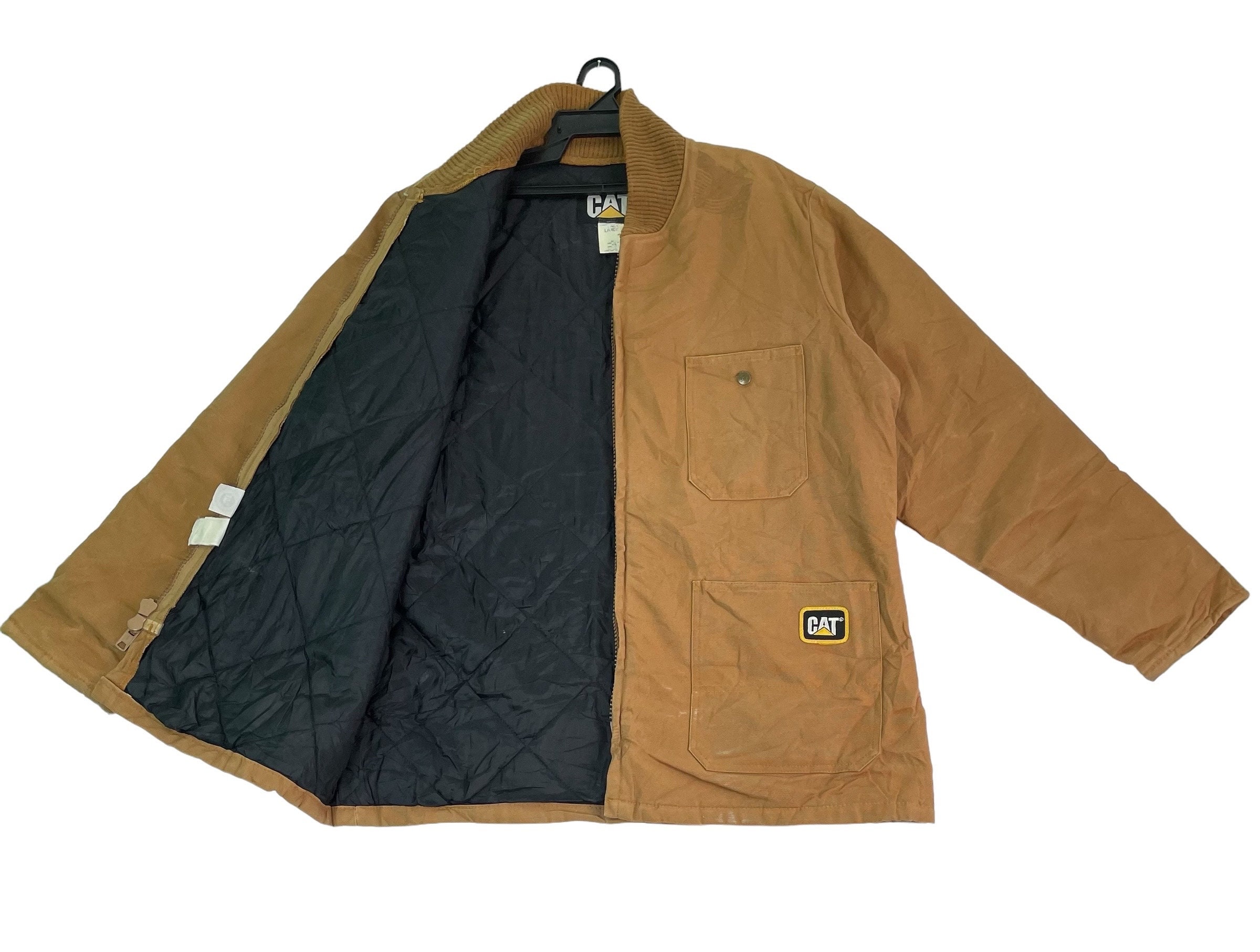 Vtg 90s CAT Caterpillar Duck Canvas Chore Workwear Jacket