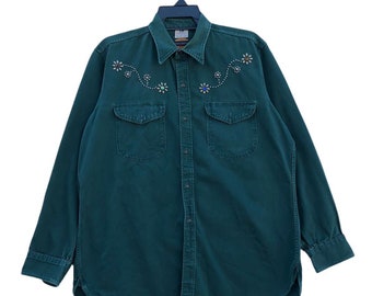 Vtg Lee faded proof shirt button up art western Medium size