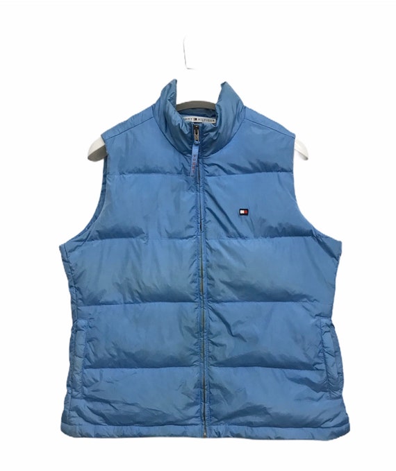 Vtg 90s Tommy Hilfiger Sleeveless Down Jacket L Size Fit Medium