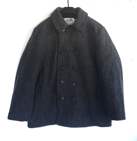 Rare Schott U.S. 740N Peacoat Melton Wool Coat Jacket Military