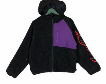 Vtg 90s reversible fleece Coca Cola embroidered logo on sleeve zipper jacket hoodies Small size
