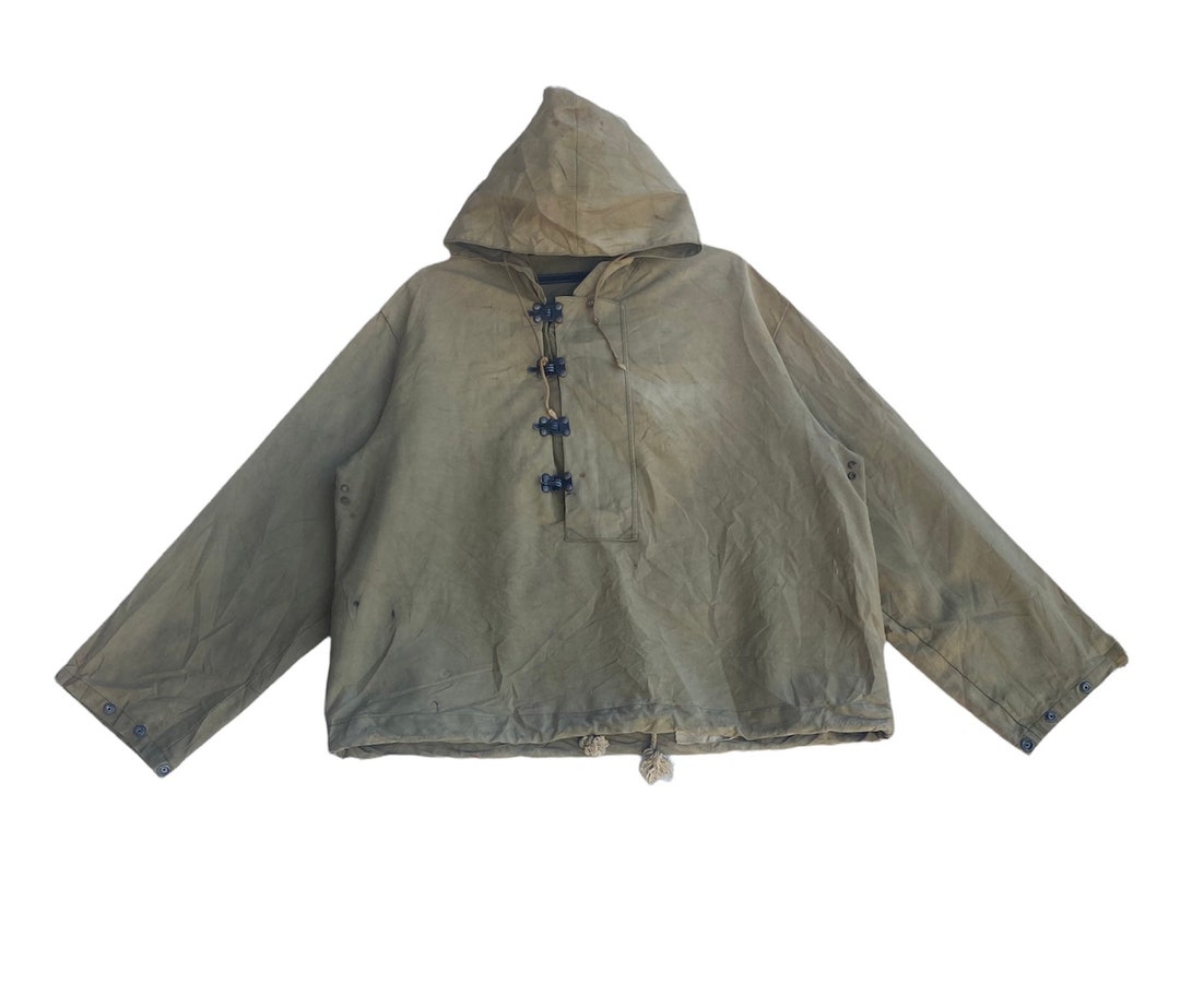 Vintage 1940s Ww2 USN Khaki Smock Deck Wet Jacket Pullover Vintage 1940s Ww2 USN Khaki Smock Deck Wet Jacket Pullover