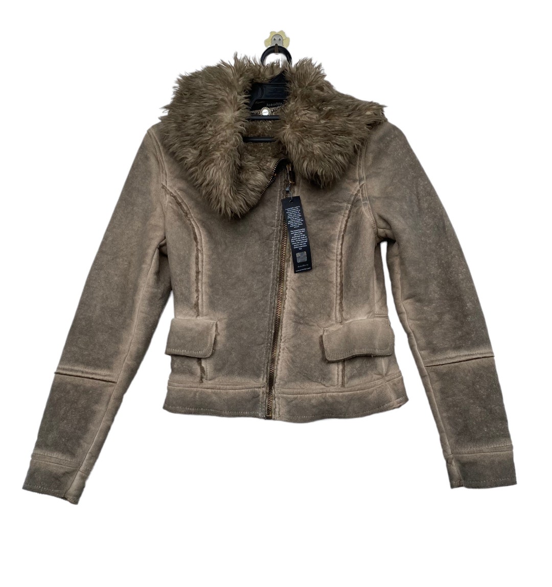 Rare ANNA RITTA N Italian Designer Shearling Jacket Zipper Winter ...