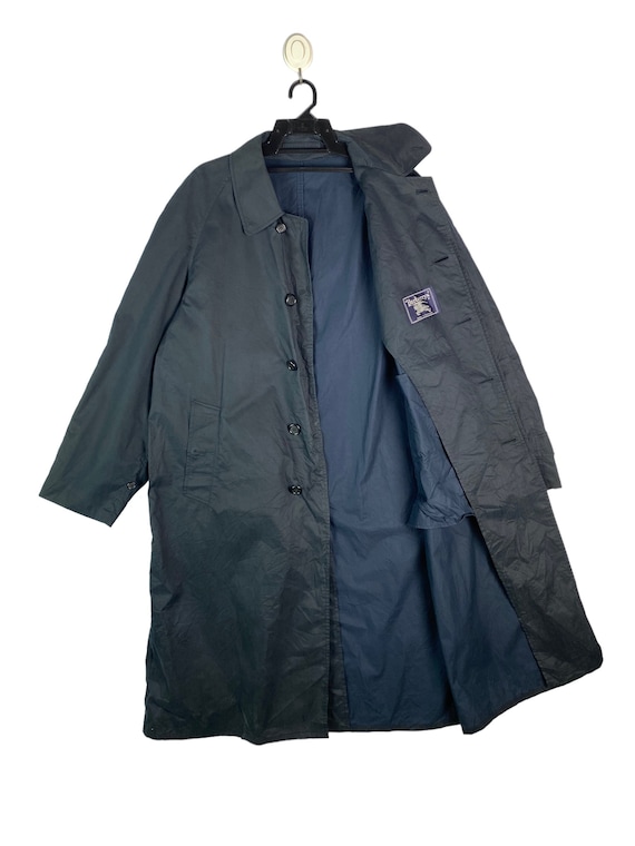 Vtg 90s rare BURBERRYS navy blue long coat jacket - image 1