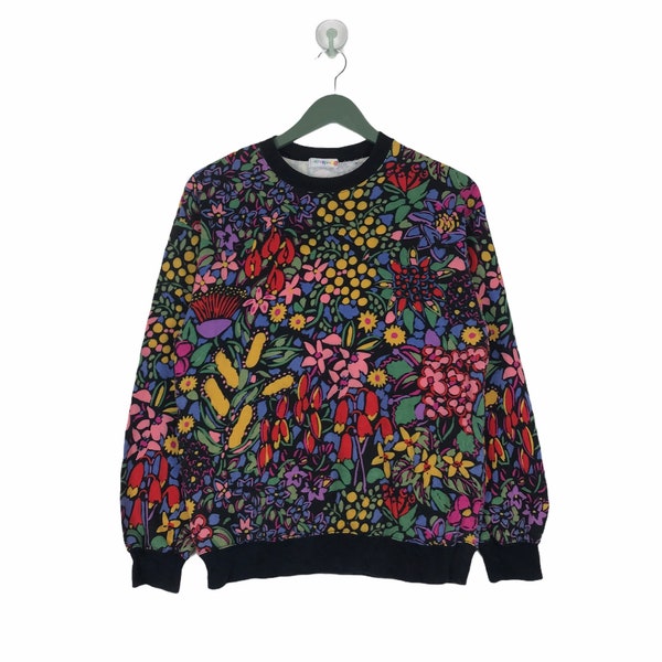 Vtg 90s Down Under Ken Done pop art floral all overprinted sweatshirt pullover Medium size