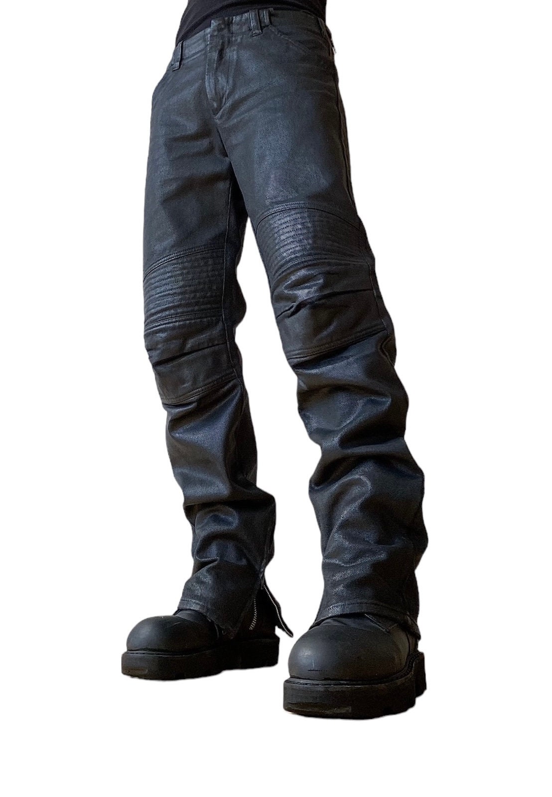 Archive AW 1999 Helmut Lang Astro Biker Coated Denim Jeans Archive AW 1999 Helmut Lang Astro Biker Coated Denim Jeans