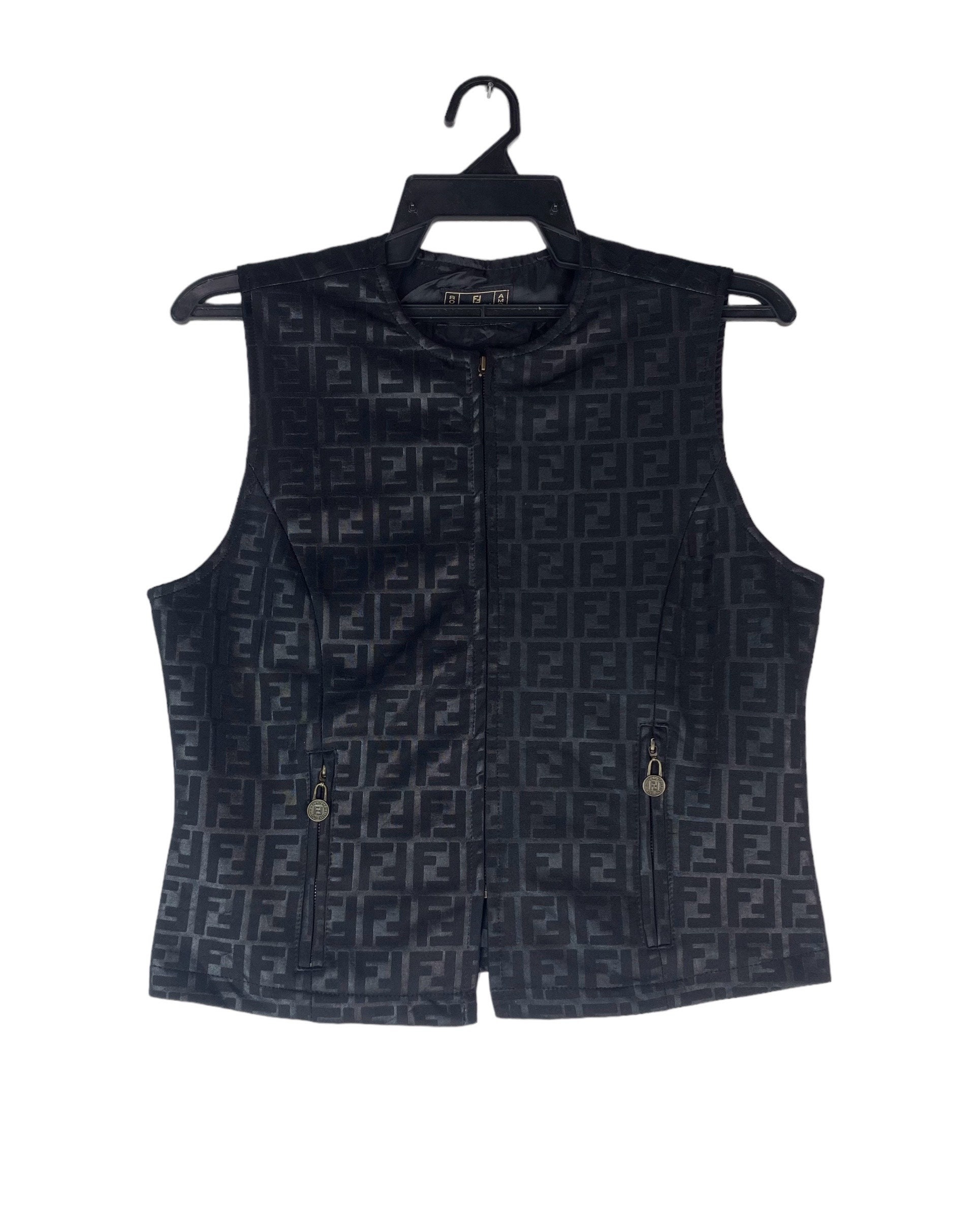 Vintage 90s FENDI Zucca Full Monogram Logo Vest Jacket Etsy