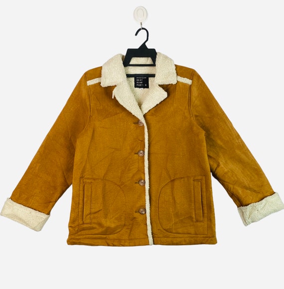Vtg 90s African Beat Club Part 2 Japan Shearling Button up Jacket